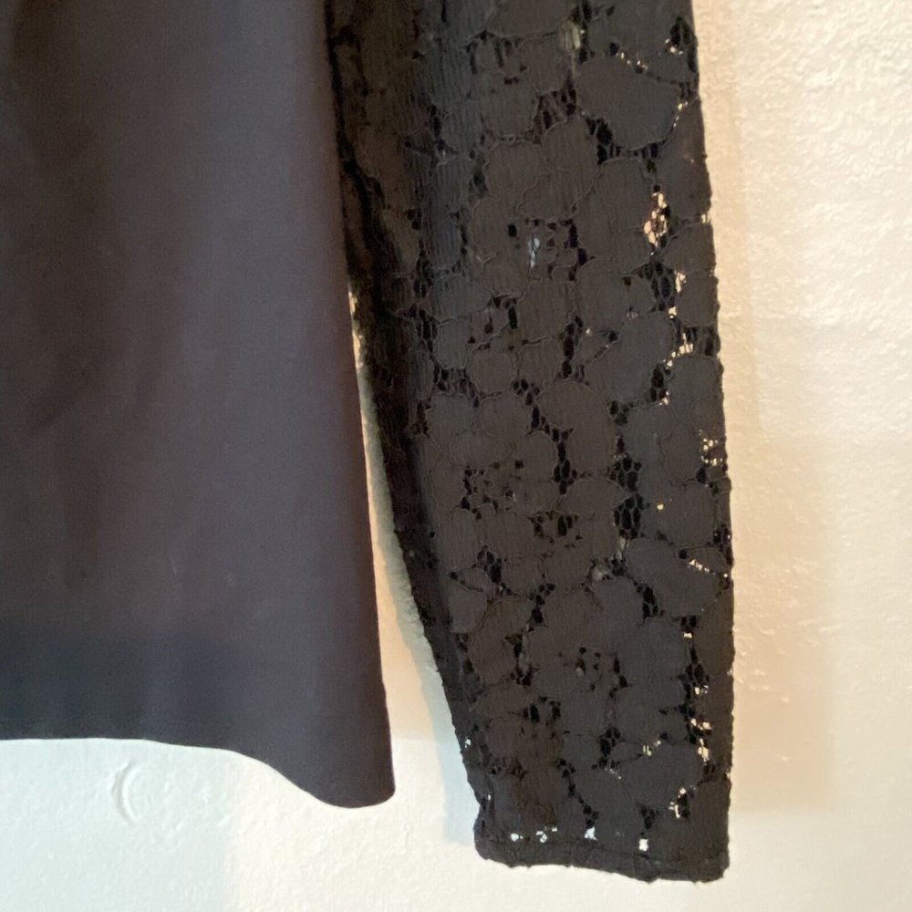 Boden Black Partial Lace Top Long Sleeve Blouse 6 - Picture 3 of 7